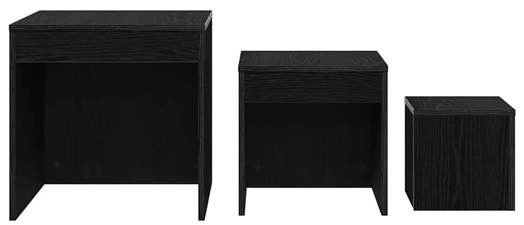 vidaXL Τραπεζάκια Σαλονιού 3 pcs Μαύρη δρυς 45 x 45 x 45 cm