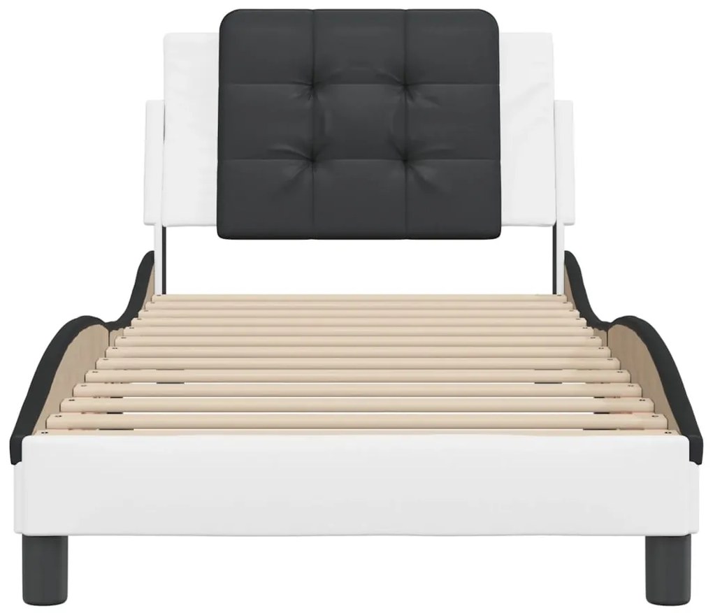 vidaXL Σκελετός Κρεβατιού Χωρίς Στρώμα Zadar Λευκό/Μαύρο 100x200εκ.Συνθ. Δέρμα