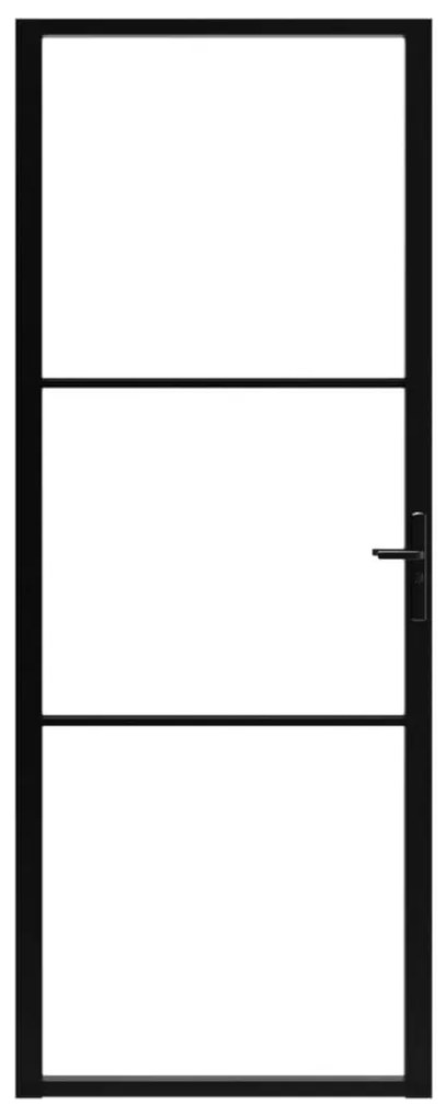 Πόρτα Εσωτερική Μαύρη 76 x 201,5 εκ. από Γυαλί ESG / Αλουμίνιο - Μαύρο