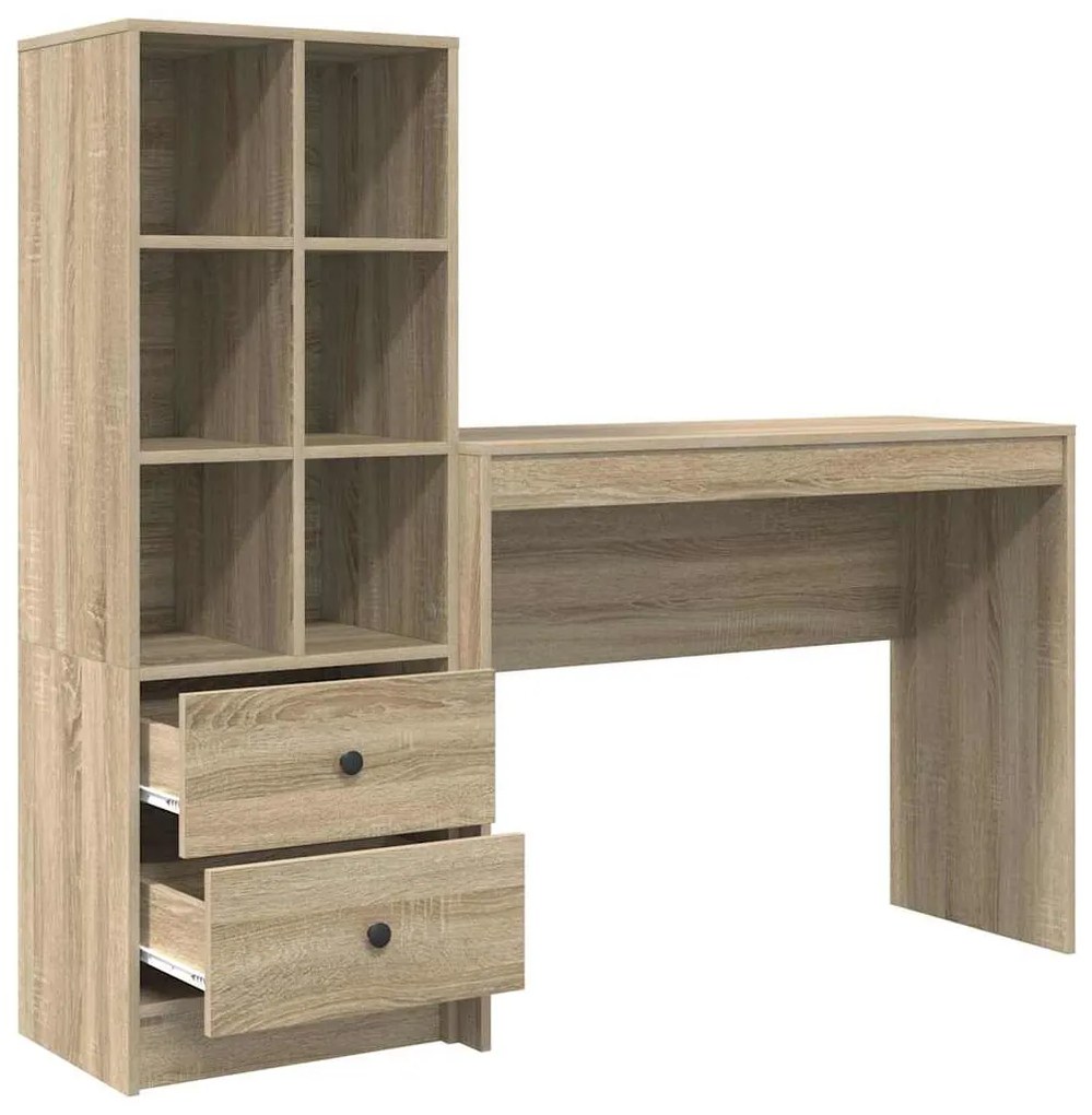 vidaXL Γραφείο με αποθηκευτικό χώρο με συρτάρι 2 pcs Δρύς Sonoma
