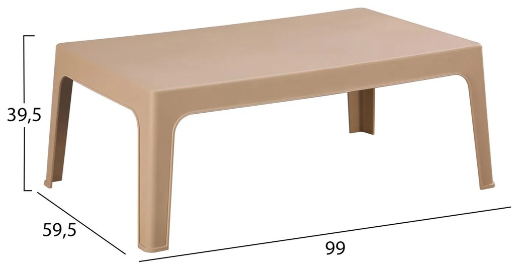 Τραπεζάκι παραλίας SLEEK Ορθογώνιο Πολυπροπυλένιο σε Καπουτσίνο 99x59.5x39.5Υεκ. 99x59.5x39.5 εκ.