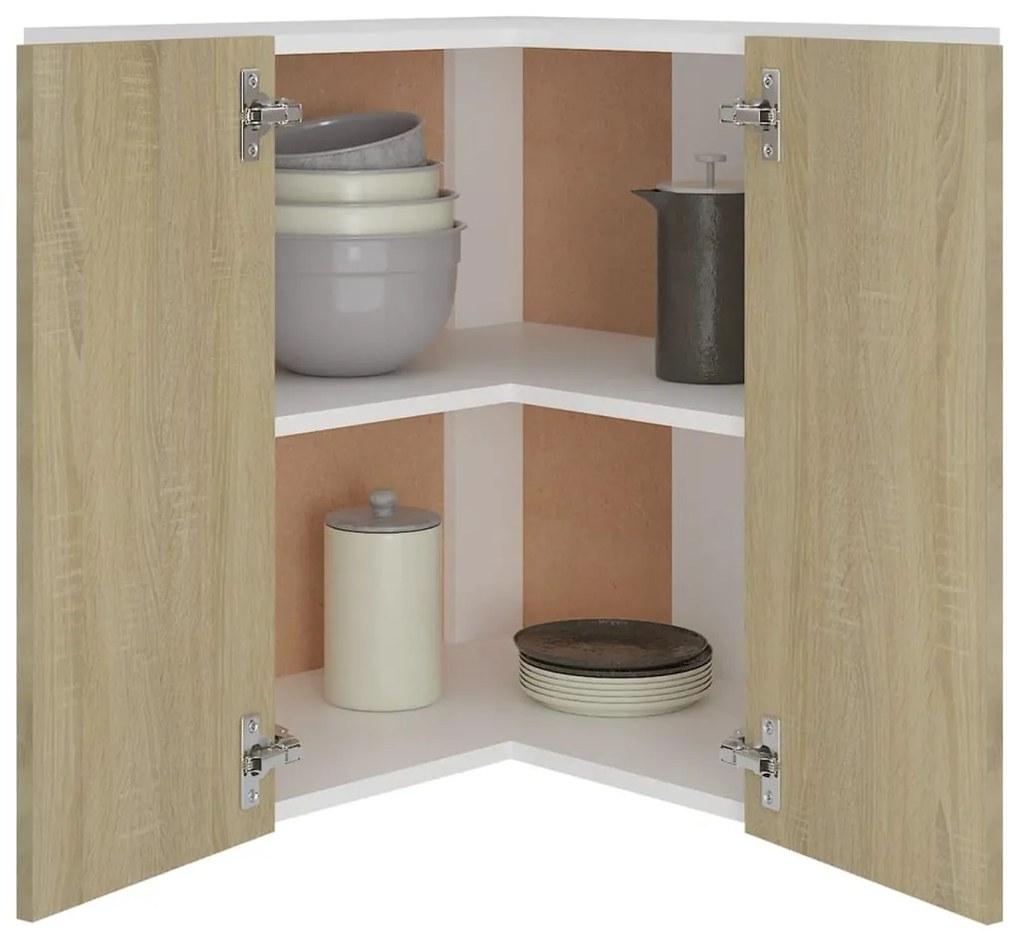 vidaXL Ντουλάπι Γωνία Κρεμαστό Sonoma Δρυς 57x57x60 εκ. Μοριοσανίδα