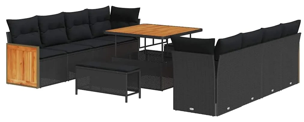 vidaXL Σετ Καναπέ Κήπου 11 pcs Μαύρο 100 x 100 x 71 cm συνθετικό ρατάν