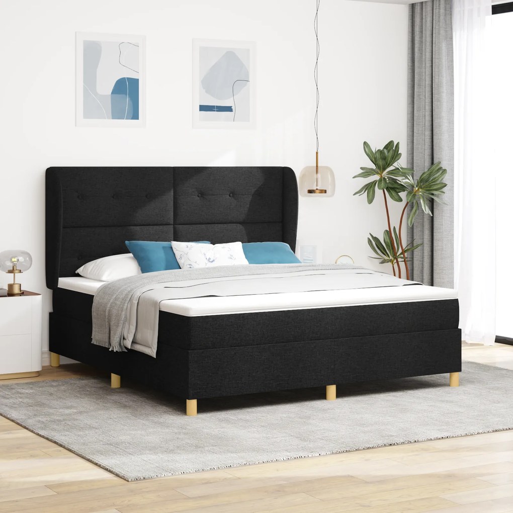 vidaXL Κρεβάτι με Στρώμα Μαύρο 180x200 εκ. Ύφασμα
