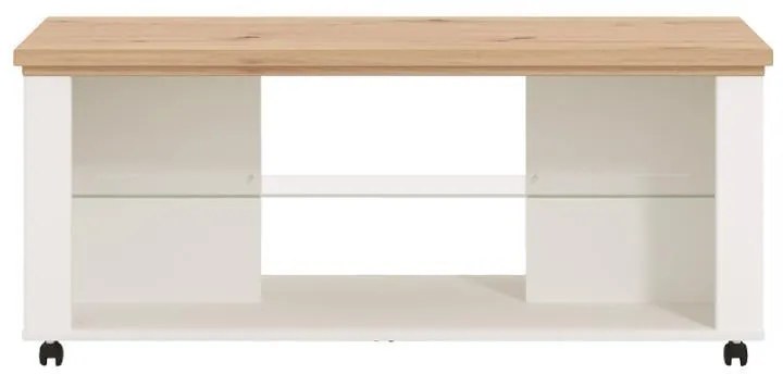 Τραπεζάκι Σαλονιού Valencia Λευκό - Artisan Oak - Λευκό Μάτ 114,5x50,5x49 εκ. 114.5x50.5x49 εκ.