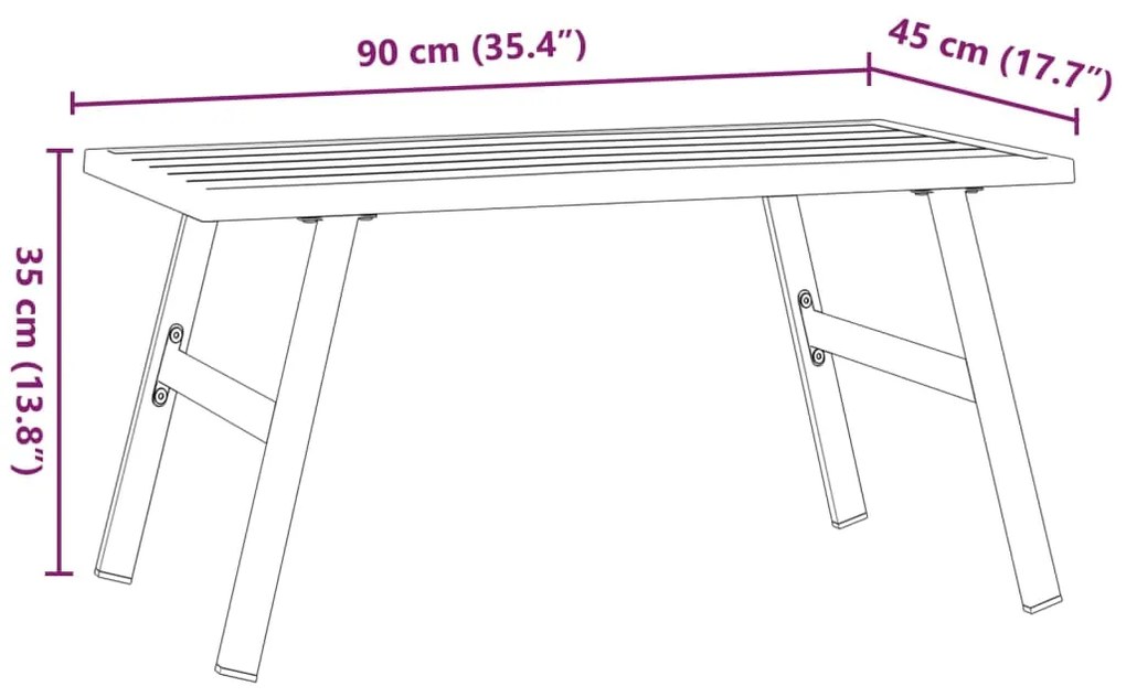 vidaXL Τραπέζι Σαλονιού Κήπου Μαύρο 90x45x35 εκ. Ατσάλι Ηλεκτ. Βαφή