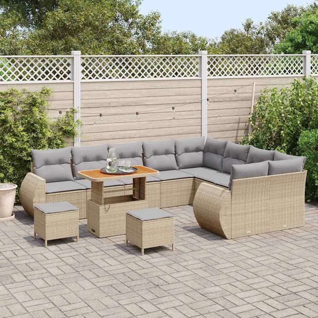 vidaXL Σετ Καναπέ Κήπου 12 pcs Μπεζ συνθετικό ρατάν