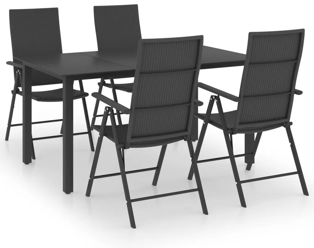 vidaXL Σετ Τραπεζαρίας Κήπου 5 Τεμαχίων Μαύρο