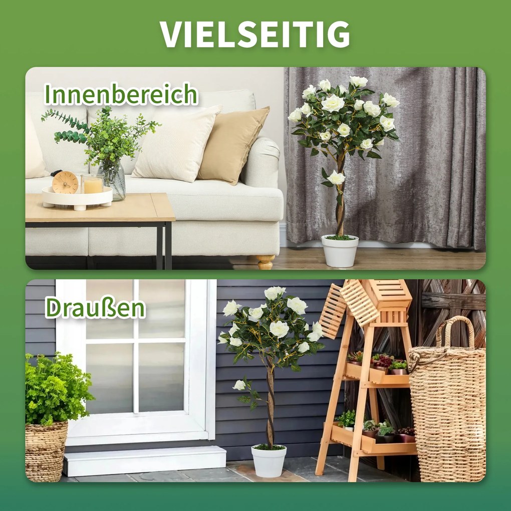 Outsunny Τεχνητό δέντρο, Τεχνητό φυτό σε τσιμεντένια γλάστρα, Τεχνητό φυτό