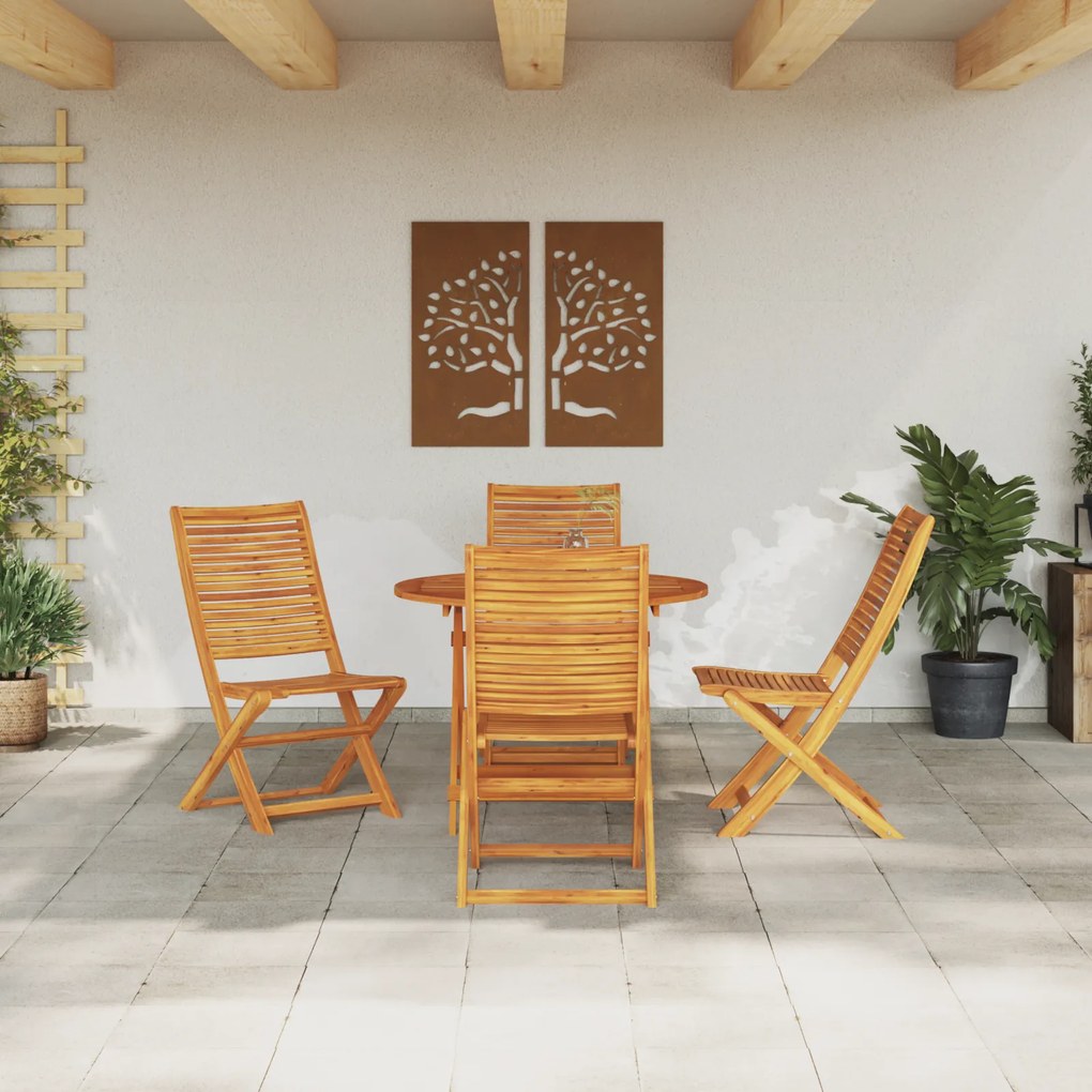 vidaXL Σετ Εξωτερικών Επίπλων 5 pcs Φυσικό ξύλο Ø 90x75 cm
