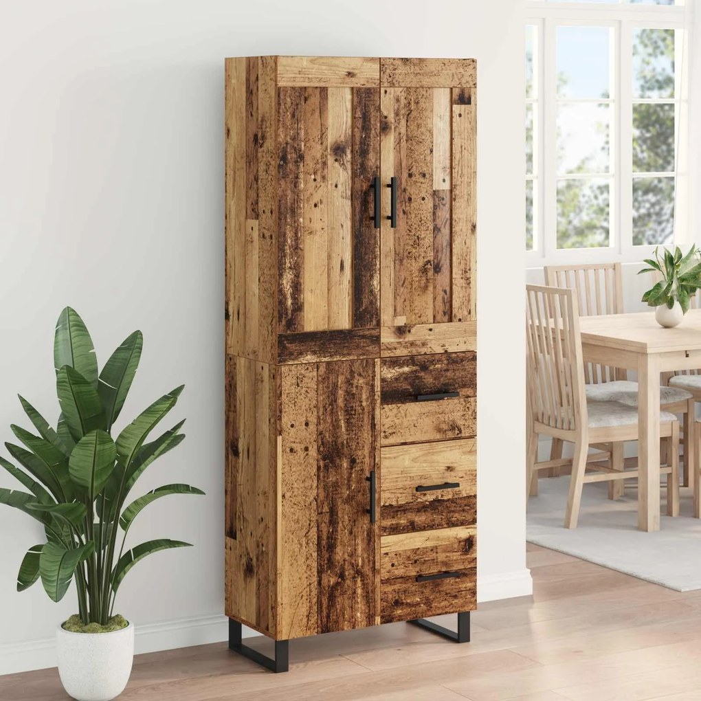 vidaXL Highboard Παλιό ξύλο 69,5 x 34 x 180 εκ. Επεξεργασμένο ξύλο
