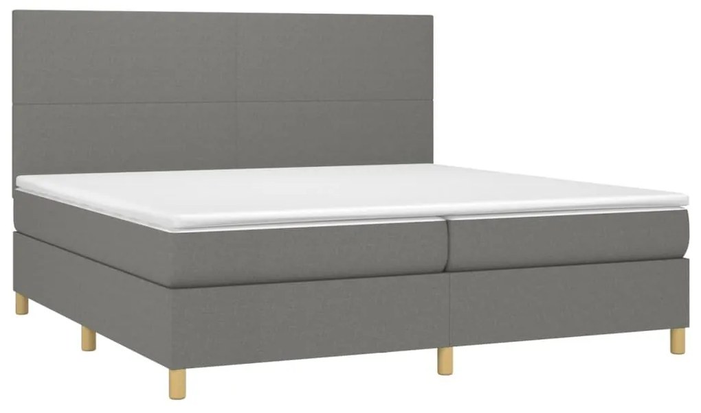 Κρεβάτι Boxspring με Στρώμα Σκούρο Γκρι 200x200 εκ. Υφασμάτινο - Γκρι