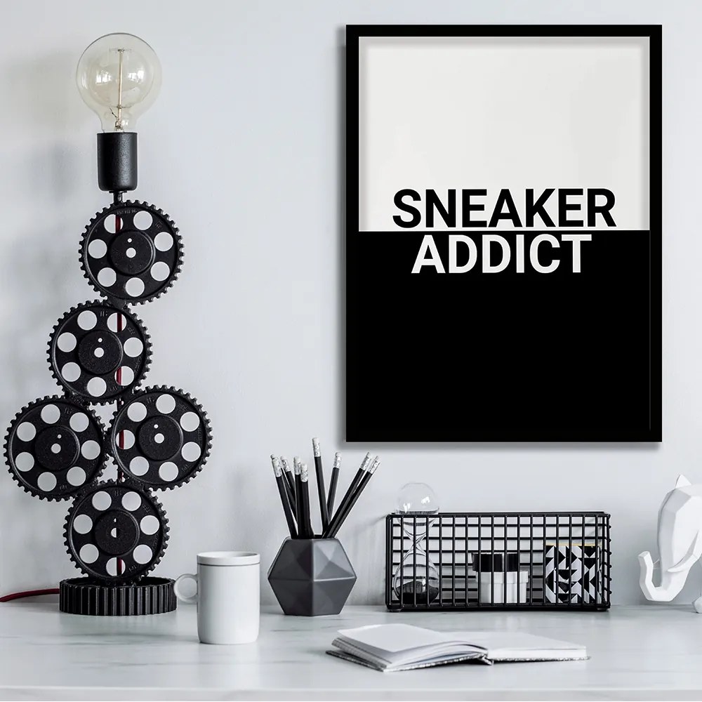 Ξύλινο Κάδρο Black &amp; White Sneaker Addict 30X40cm SNK15
