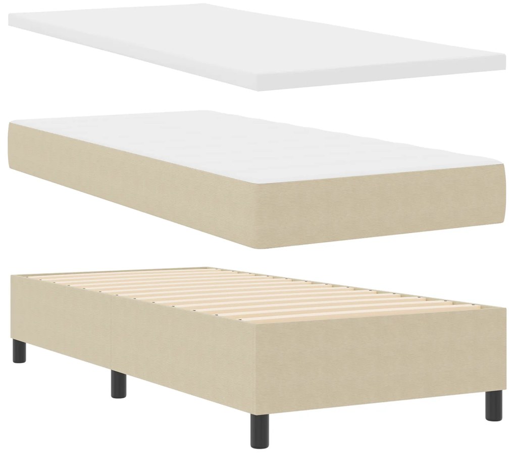 vidaXL Κρεβάτι Box Spring με Στρώμα Ανοιχτό Πράσινο Γκρι 90x200 εκ. Βελούδινο Ύφασμα