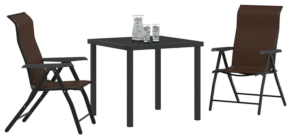 vidaXL Σέτ φαγητού για κήπο Ρυθμιζόμενο ύψος 3 pcs Καφέ Πολυ ράταν