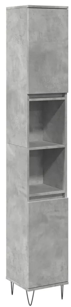 vidaXL Ντουλάπι Μπάνιου Γκρι Σκυροδέματος 30x30x190 εκ. Επεξ. Ξύλο