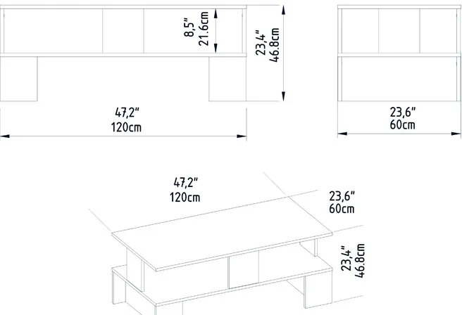 Τραπέζι σαλονιού Olly pakoworld λευκό 120x60x47εκ