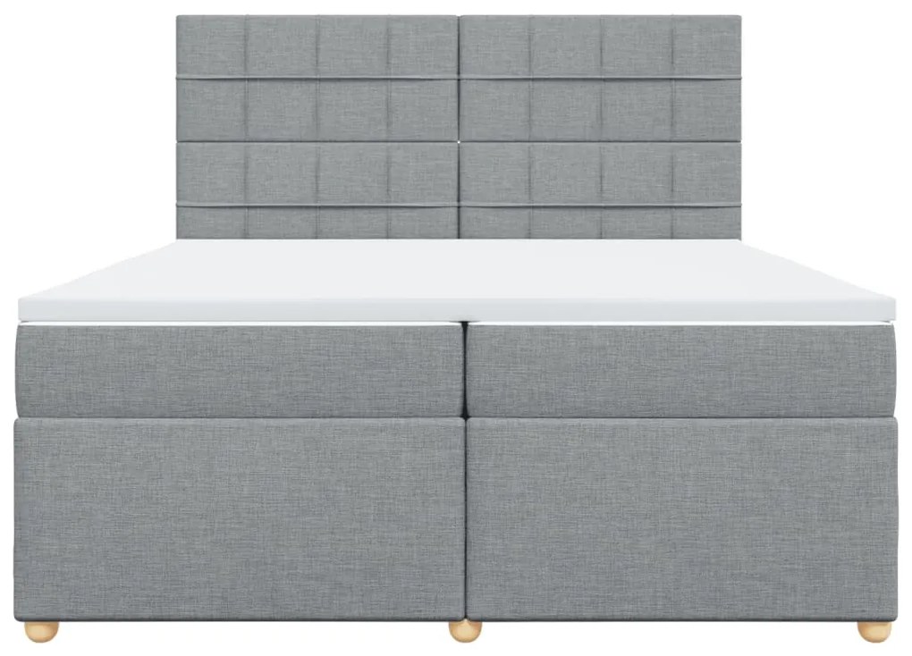 vidaXL Κρεβάτι Boxspring με Στρώμα Ανοιχτό Γκρι 200x200 εκ. Υφασμάτινο