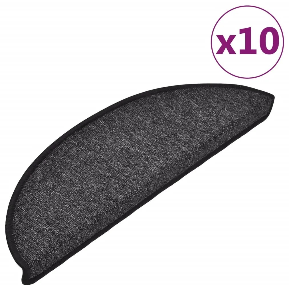vidaXL Πατάκια Σκαλοπάτια 10 τεμ. Ανθρακί Ημίκυκλα 56x17x3 εκ.