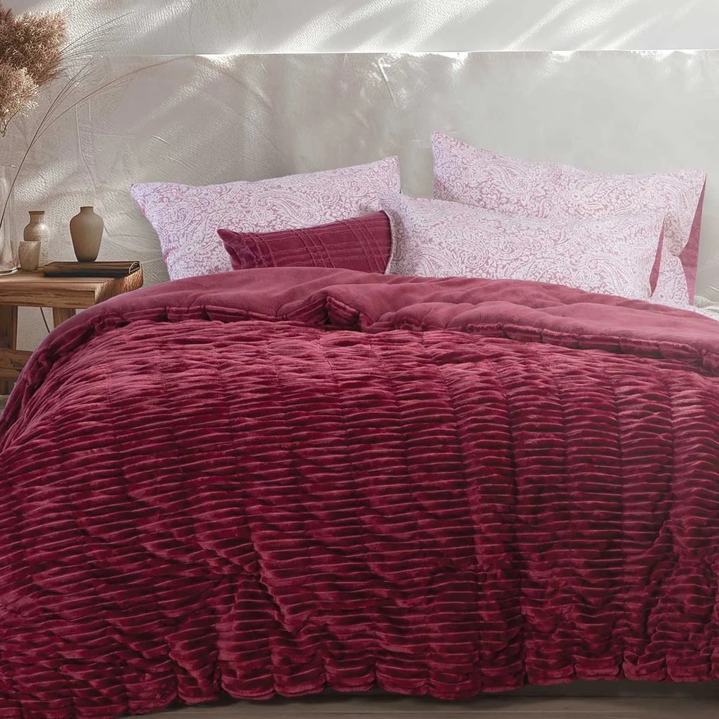 Κουβερτοπάπλωμα Μονό (160x220) Nef-Nef Homeware Compose Sangria