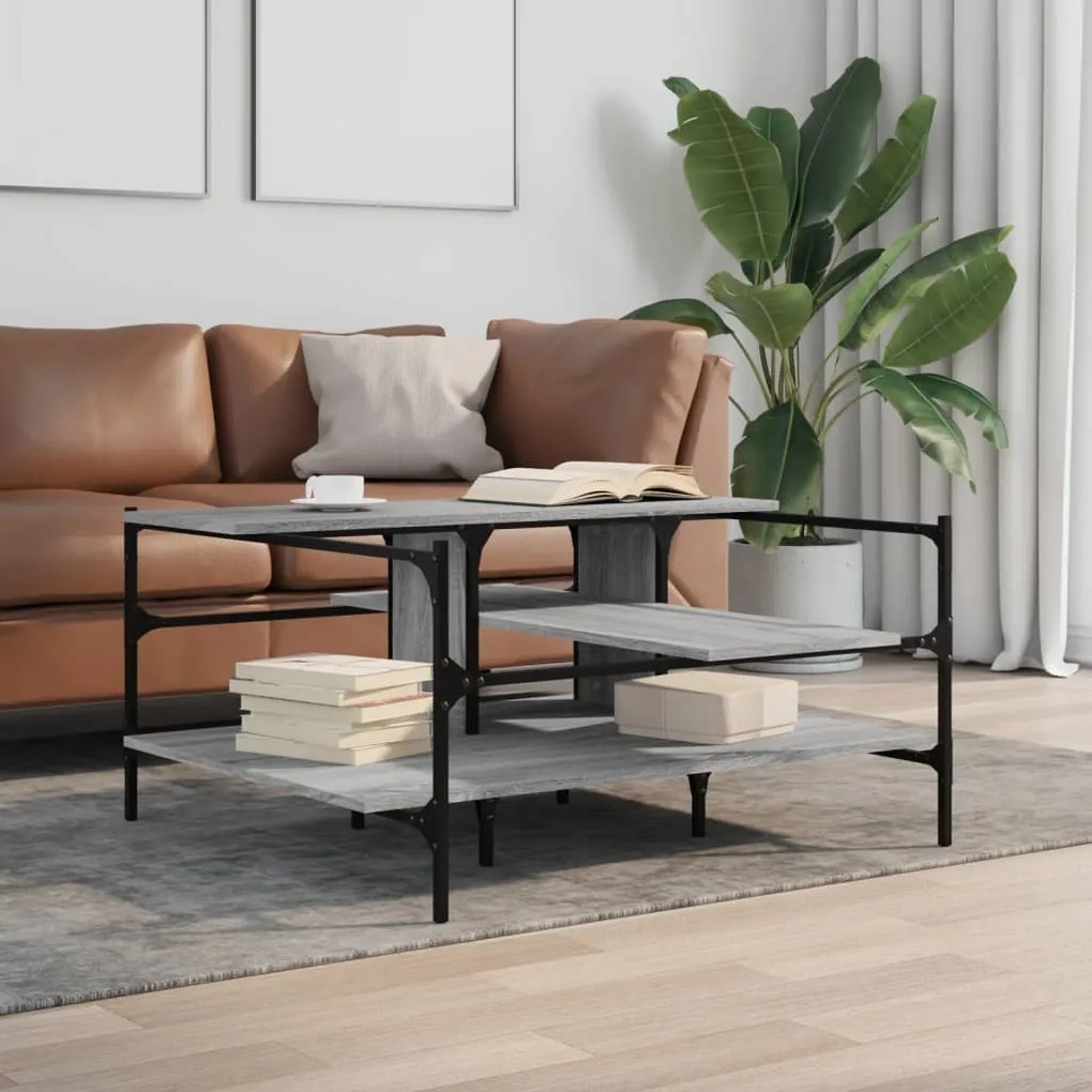vidaXL Τραπεζάκι Σαλονιού Γκρι Sonoma 100x100x48,5 εκ. Επεξεργ. Ξύλο
