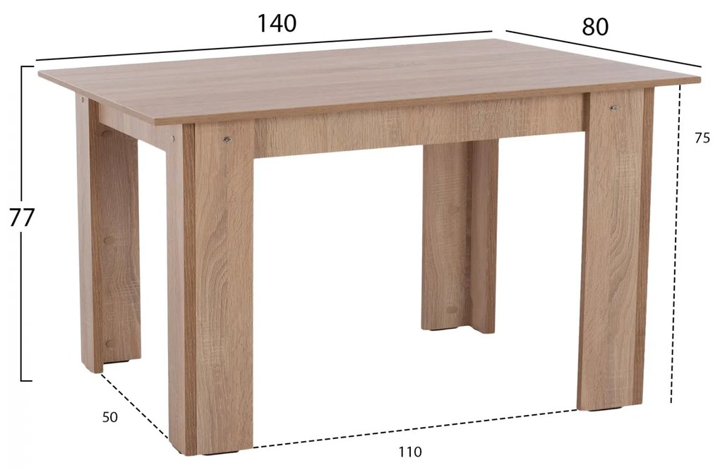 Τραπέζι KELVIN Sonama Oak 140x80x77Υ εκ. 140x80x77 εκ.