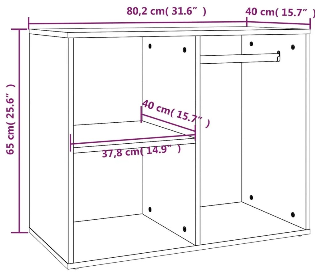 vidaXL Ντουλάπι Γυαλιστερό Sonoma Δρυς 80x40x65εκ.Επεξεργασμένο Ξύλο