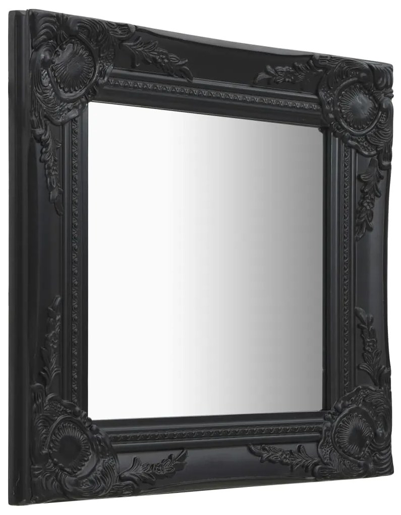 vidaXL Καθρέφτης Τοίχου με Μπαρόκ Στιλ Μαύρος 40 x 40 εκ.