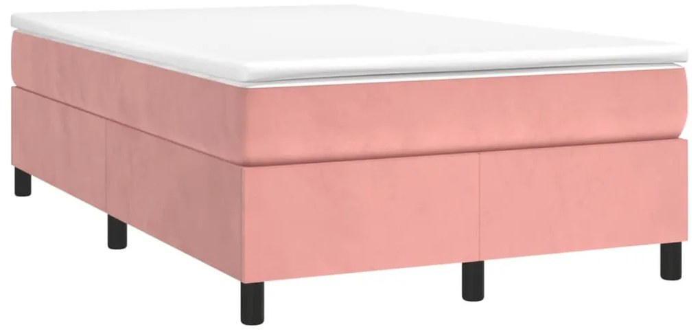 vidaXL Κρεβάτι Boxspring με Στρώμα Ροζ 120x190 εκ. Βελούδινο