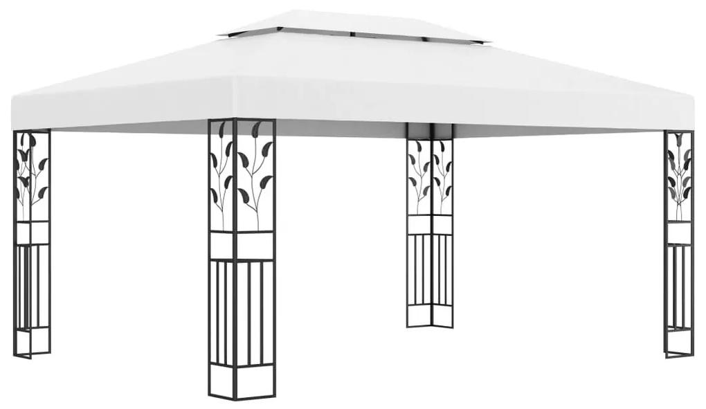 Κιόσκι με Διπλή Οροφή και Φωτάκια LED Λευκό 3 x 4 μ. - Λευκό