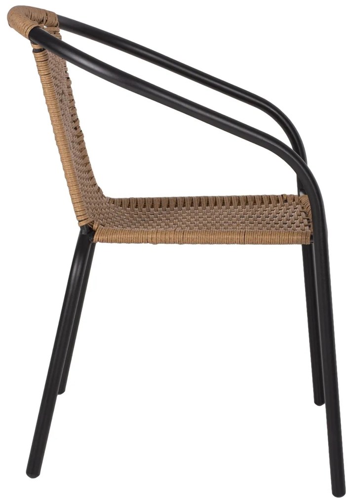 Καρέκλα - Πολυθρόνα CAMEL C5015.04 Μαύρη Μεταλλική με Wicker Φυσικό 50x55x73Y εκ. 50x55x73 εκ.