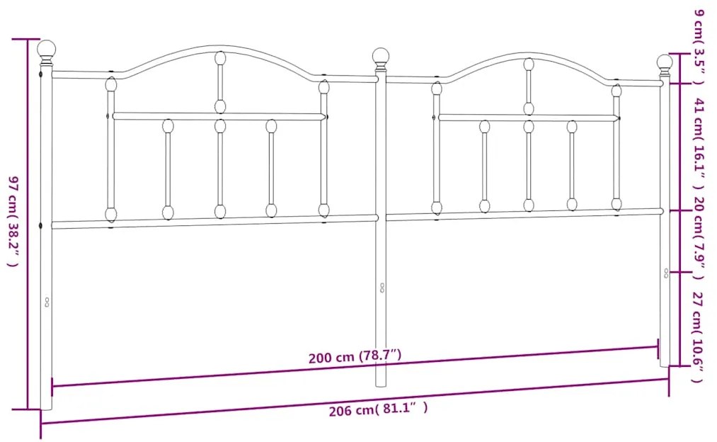 vidaXL Κεφαλάρι Λευκό 200 εκ. Μεταλλικό