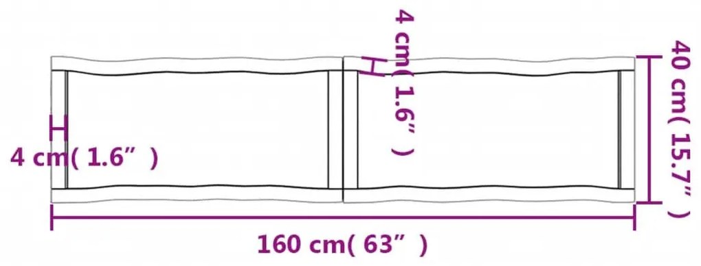 Επιφ. Τραπεζιού Σκ Γκρι 60x40x(2-4)εκ Επεξ Μασίφ Ξύλο Live Edge - Καφέ