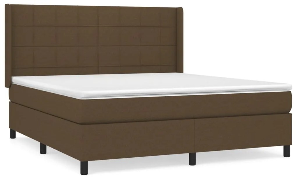 Κρεβάτι Boxspring με Στρώμα Σκούρο Καφέ 160x200 εκ Υφασμάτινο 3131444