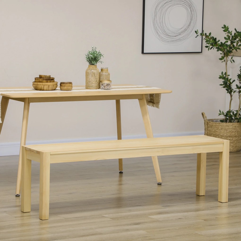 Πάγκος από μασίφ ξύλο HOMCOM, 3 θέσεων, πάγκος, πάγκος κουζίνας, ξύλο πεύκου, φυσικό χρώμα