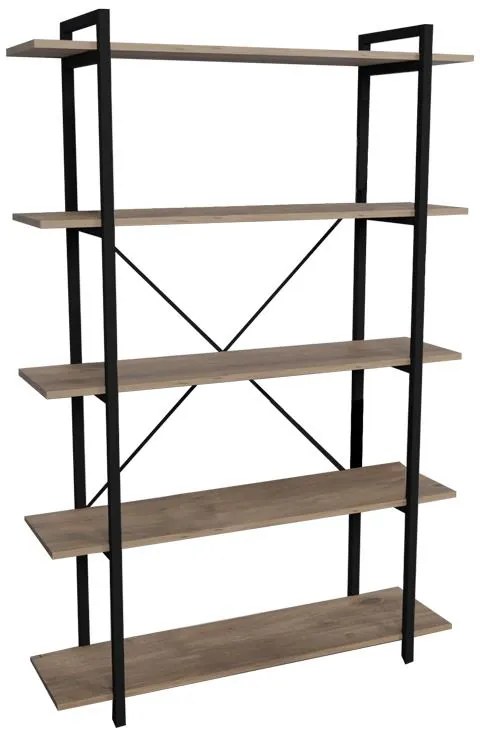 Βιβλιοθήκη Reson oak μελαμίνης-μαύρο μέταλλο 120x34x180εκ 120x34x180 εκ.