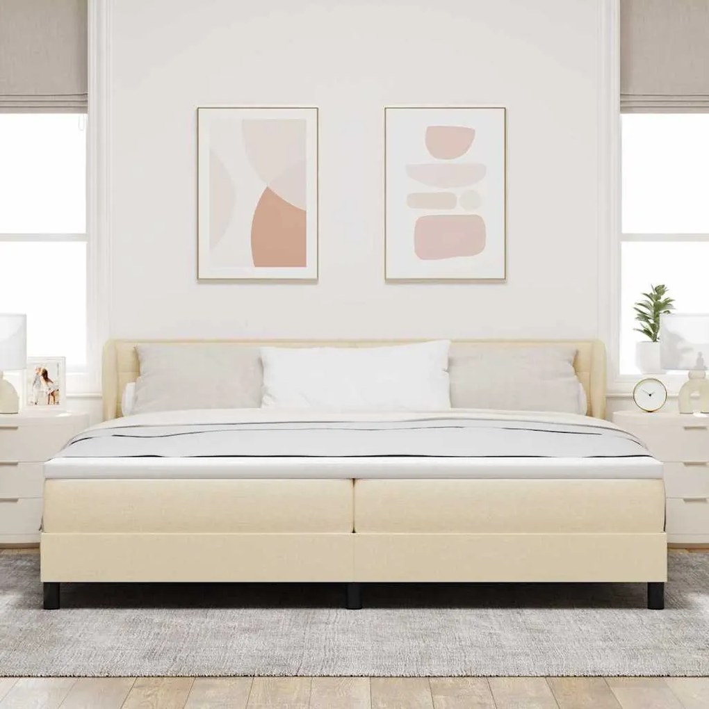 vidaXL Κρεβάτι box spring με στρώμα με στρώμα Κρεμ 200 x 200 cm ύφασμα