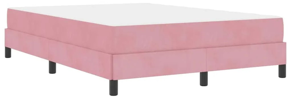vidaXL Κρεβάτι box spring με στρώμα Ροζ 140 x 210 cm Βελούδο