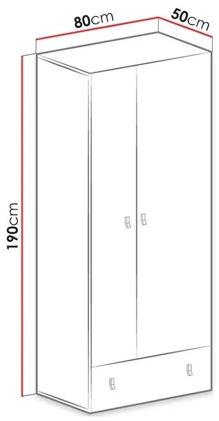 Ντουλάπα Omaha H102, Τυρκουάζ, Δρυς, Άσπρο, 190x80x50cm, 70 kg, Πόρτες ντουλάπας: Με μεντεσέδες, Αριθμός ραφιών: 4, Αριθμός ραφιών: 4 | Epipla1.gr