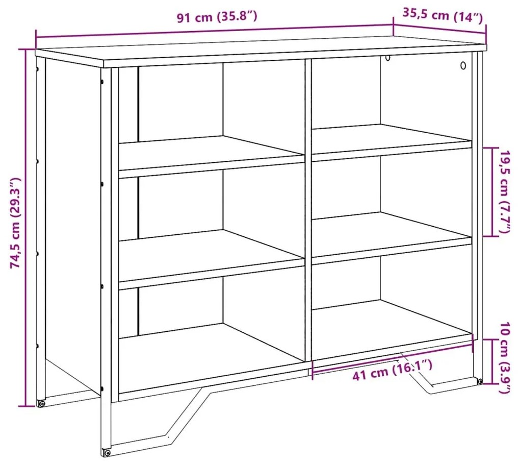 Μπουφές Γκρι Sonoma 91x35,5x74,5 εκ. από Επεξεργασμένο Ξύλο - Γκρι