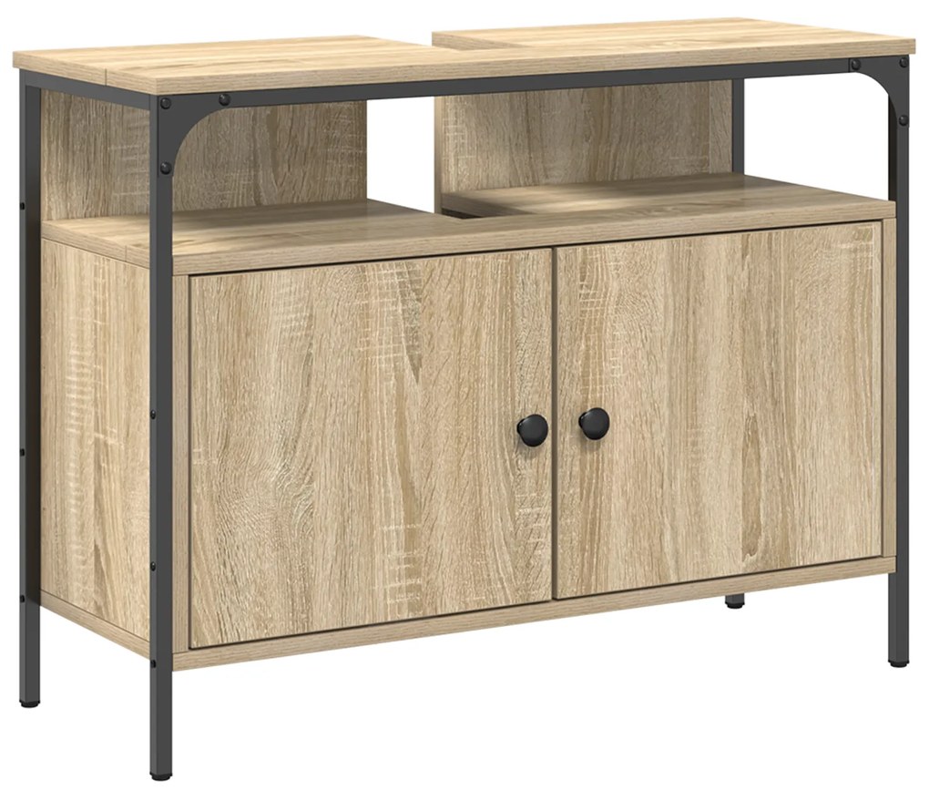 vidaXL Set ντουλαπιών μπάνιου 3 τεμαχίων δρυός Sonoma επεξεργασμένο ξύλο