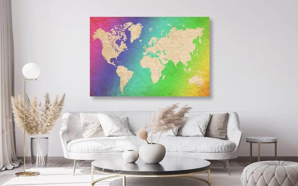 Εικόνα στον παγκόσμιο χάρτη παστέλ από φελλό - 120x80  peg