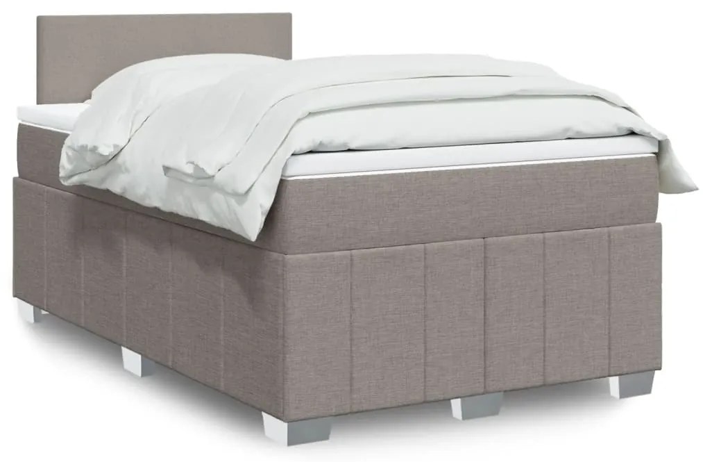 vidaXL Κρεβάτι Boxspring με Στρώμα Taupe 120x200 εκ. Υφασμάτινο