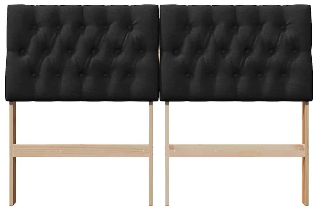 vidaXL Ταπετσαρισμένο κεφαλάρι Μαύρο 160 cm Στερεά ξυλεία πεύκου