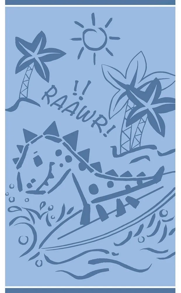 Πετσέτα Θαλάσσης Παιδική Dinosaur Surfer Blue Melinen Θαλάσσης 70x120cm 100% Βαμβάκι