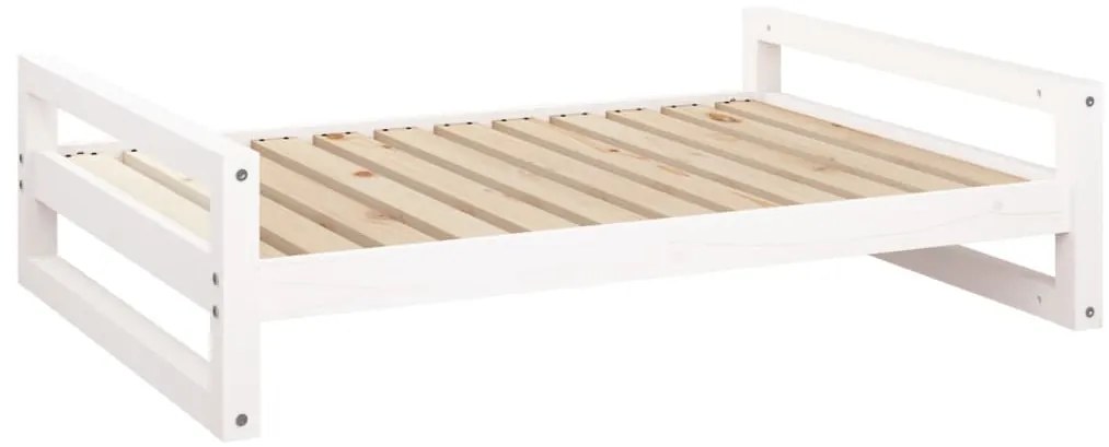 vidaXL Κρεβάτι Σκύλου άσπρο 105,5x75,5x28 εκ. από Μασίφ Ξύλο Πεύκου