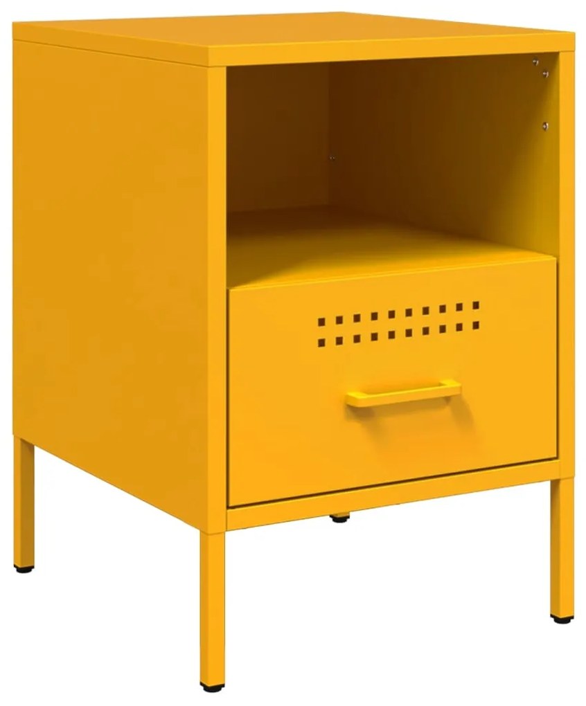vidaXL Κομοδίνα 2 τεμ. Μουσταρδί 36x39x50,5 εκ. από Χάλυβα