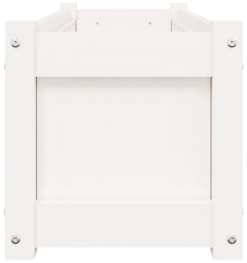 vidaXL Ζαρντινιέρες 2 τεμ. Λευκό από Μασίφ Ξύλο Πεύκου