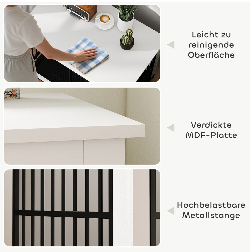 PawHut Μεγάλο Κλουβί Σκύλου, εύκολη πρόσβαση, κλειδώνει, περιστρεφόμενη βάση για μπολ, για μικρούς και μεγάλους σκύλους, λευκό