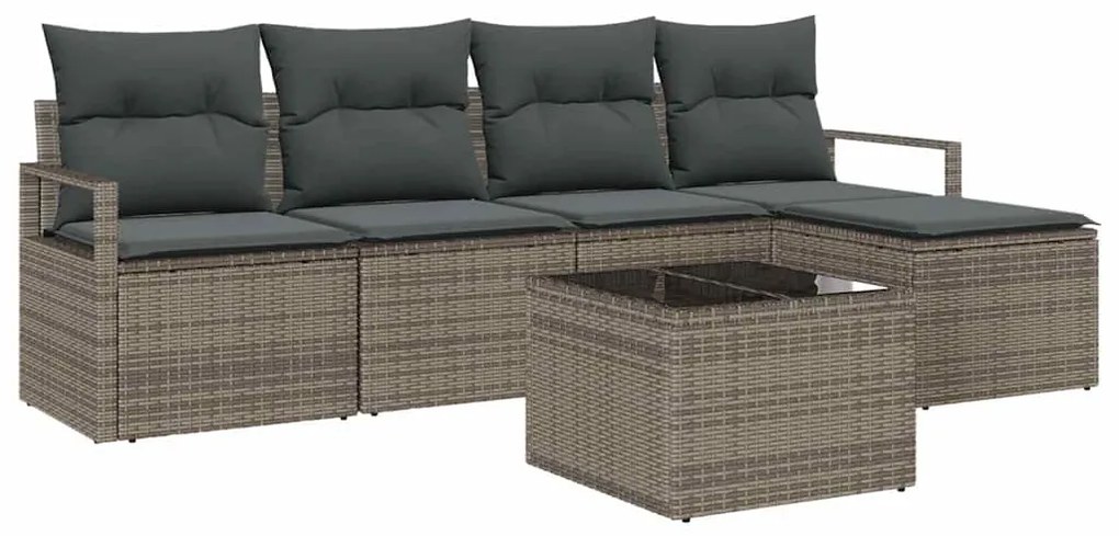 vidaXL Σετ Καναπέ Κήπου 6 pcs Ανοιχτό γκρι Πολυ rattan, βαμμένο ατσάλι